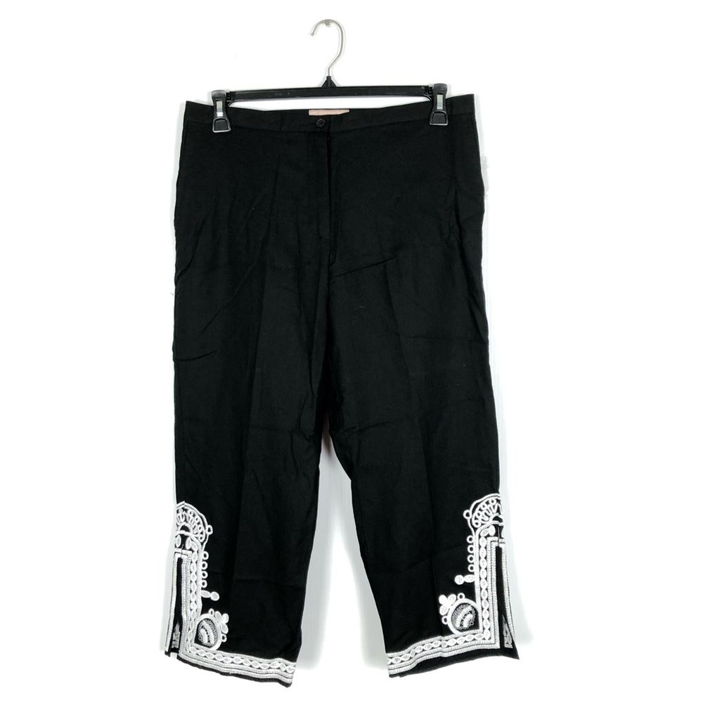 Linen With Love Embroidered Capri Pants